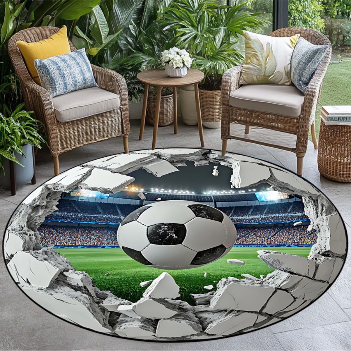 Kids Outdoor Mat Waterproof - سجادة دائرية ثلاثية الأبعاد بتصميم ملعب