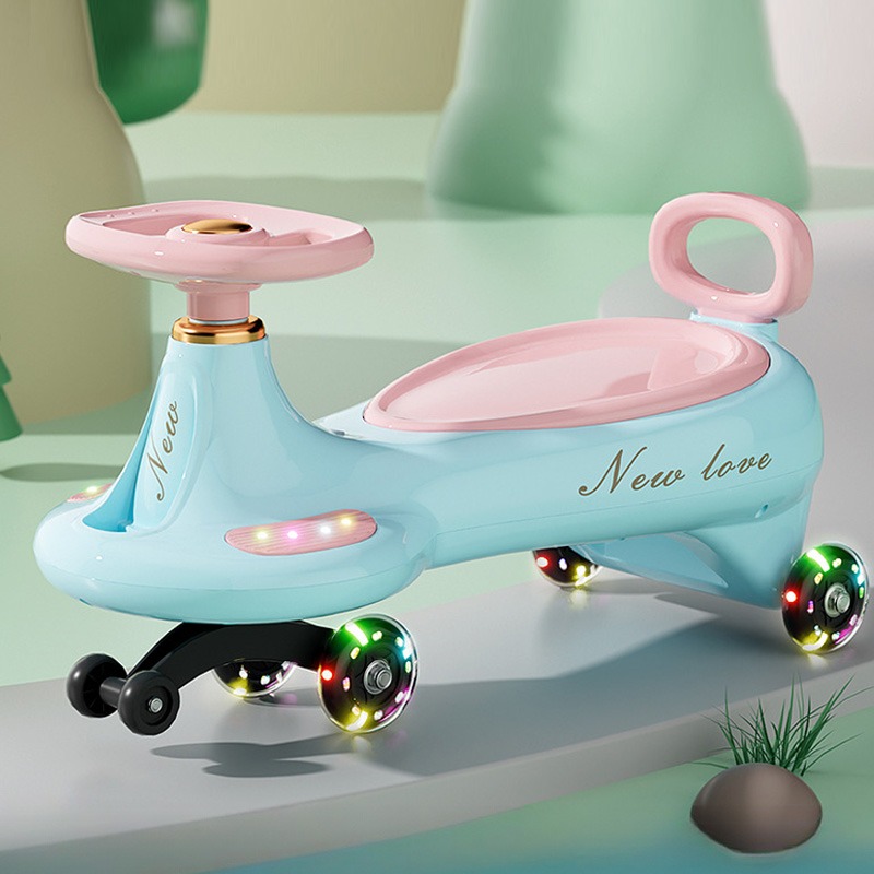 Kids Outdoor Swing And Slide - سيارة أطفال لطيفة بعجلات متحركة مضادة