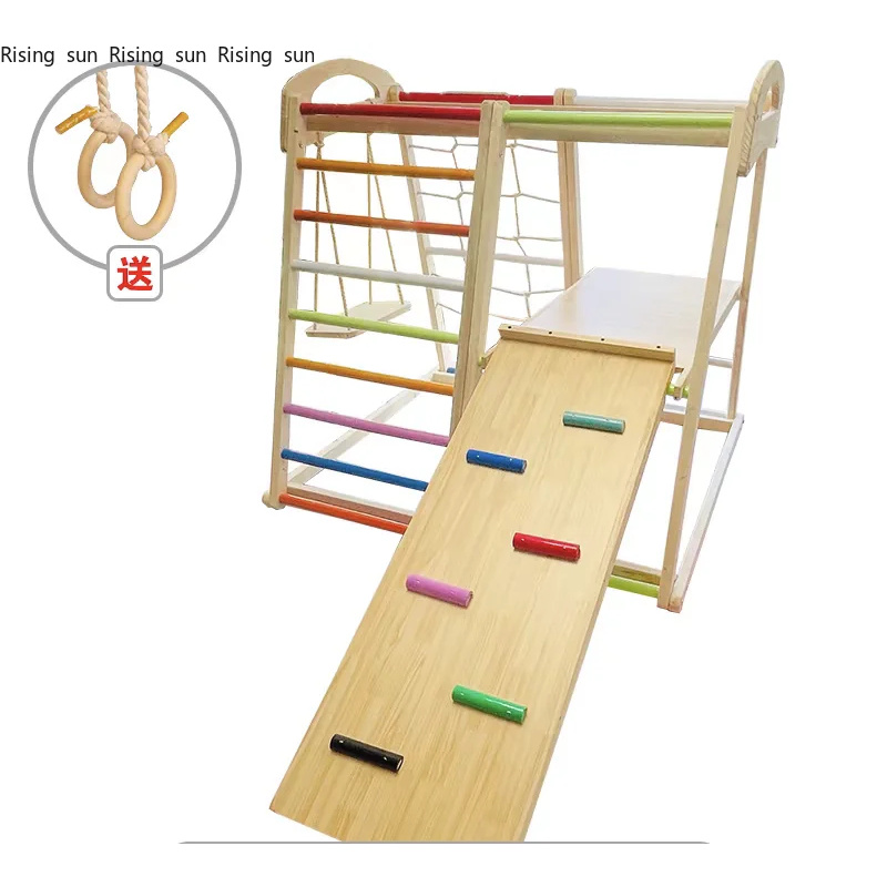 Kids Outdoor Climbing Structure - هيكل تسلق خشبي داخلي للأطفال، مجموعة