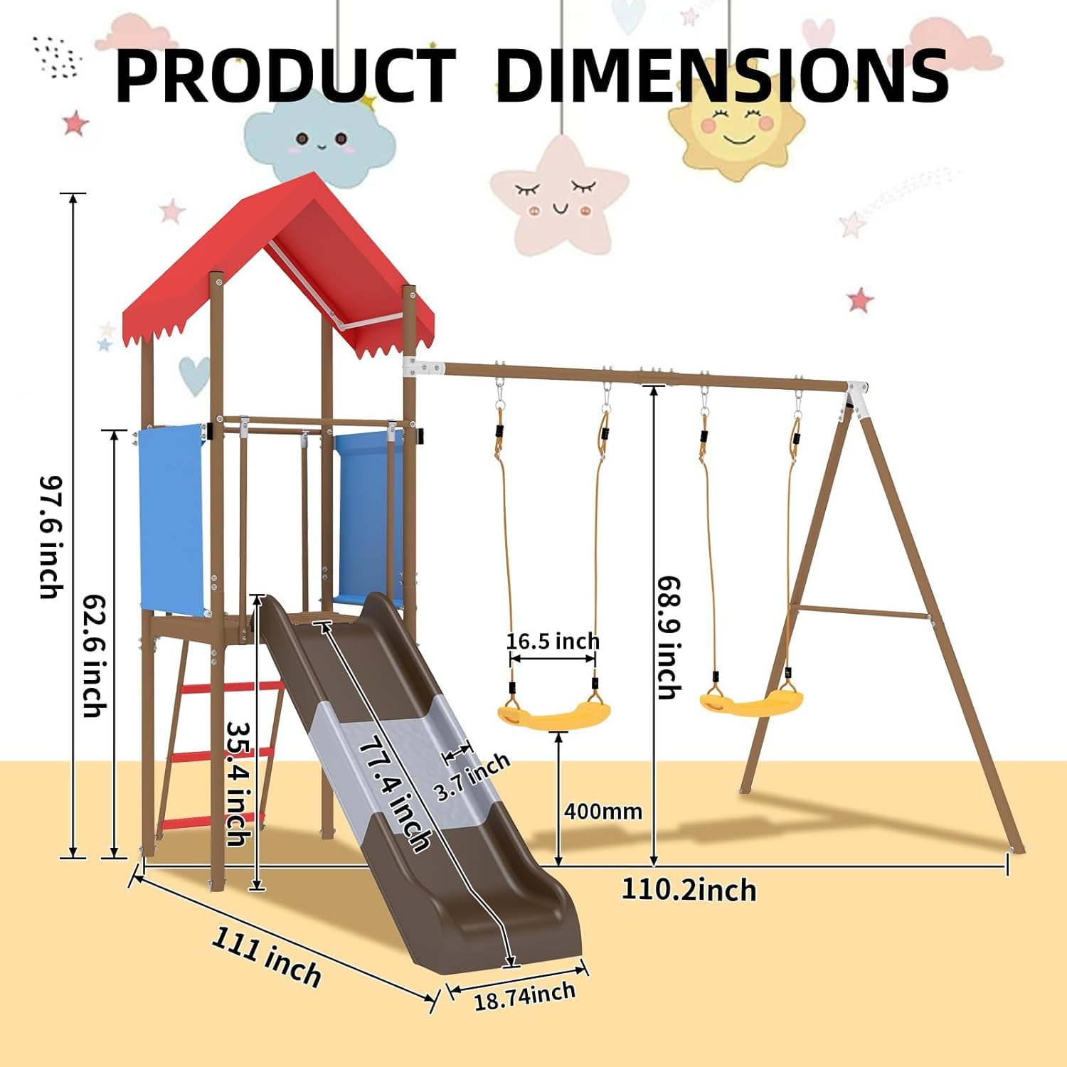 مجموعة ألعاب معدنية للأطفال مع - مراجعة Kids Outdoor Swing And Slide وسعره
