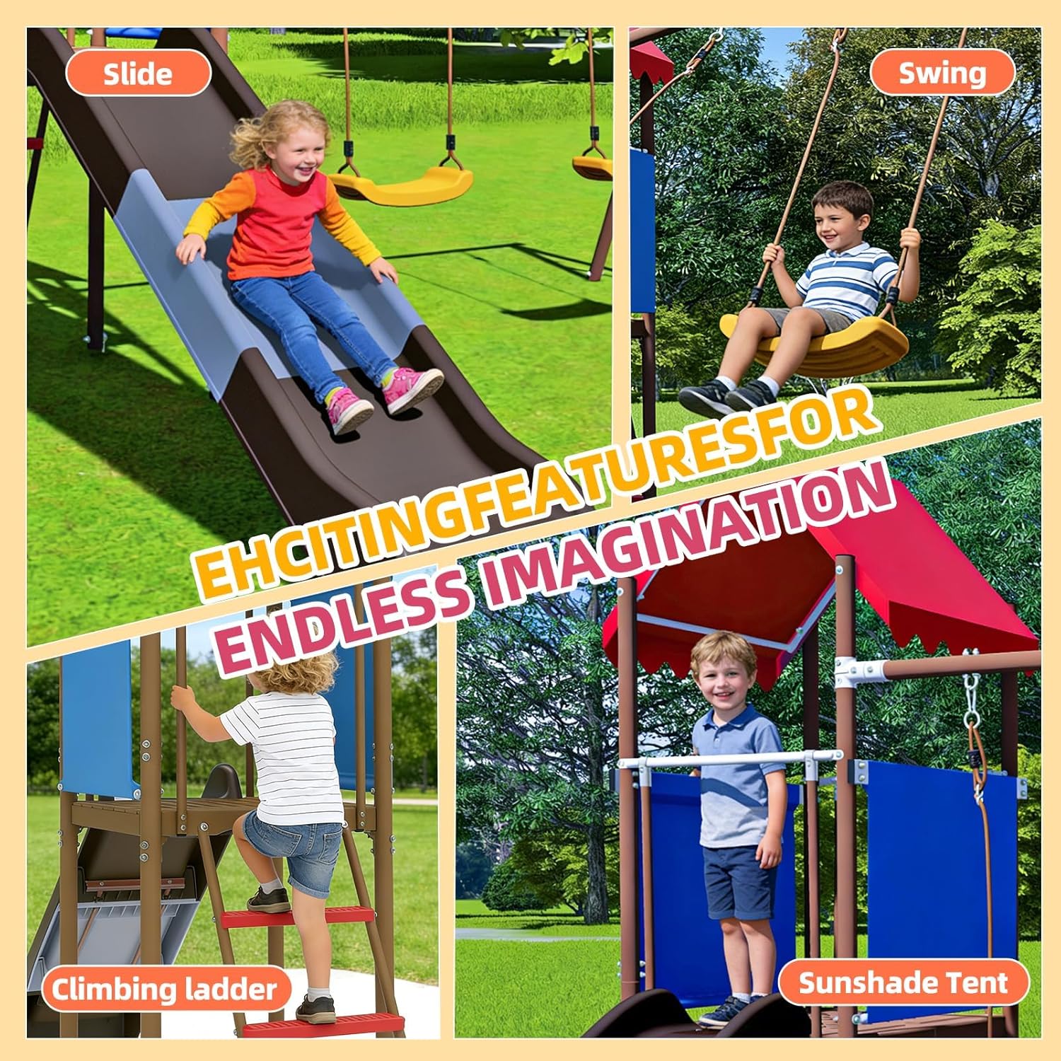 مجموعة ألعاب معدنية للأطفال مع - مراجعة Kids Outdoor Swing And Slide وسعره