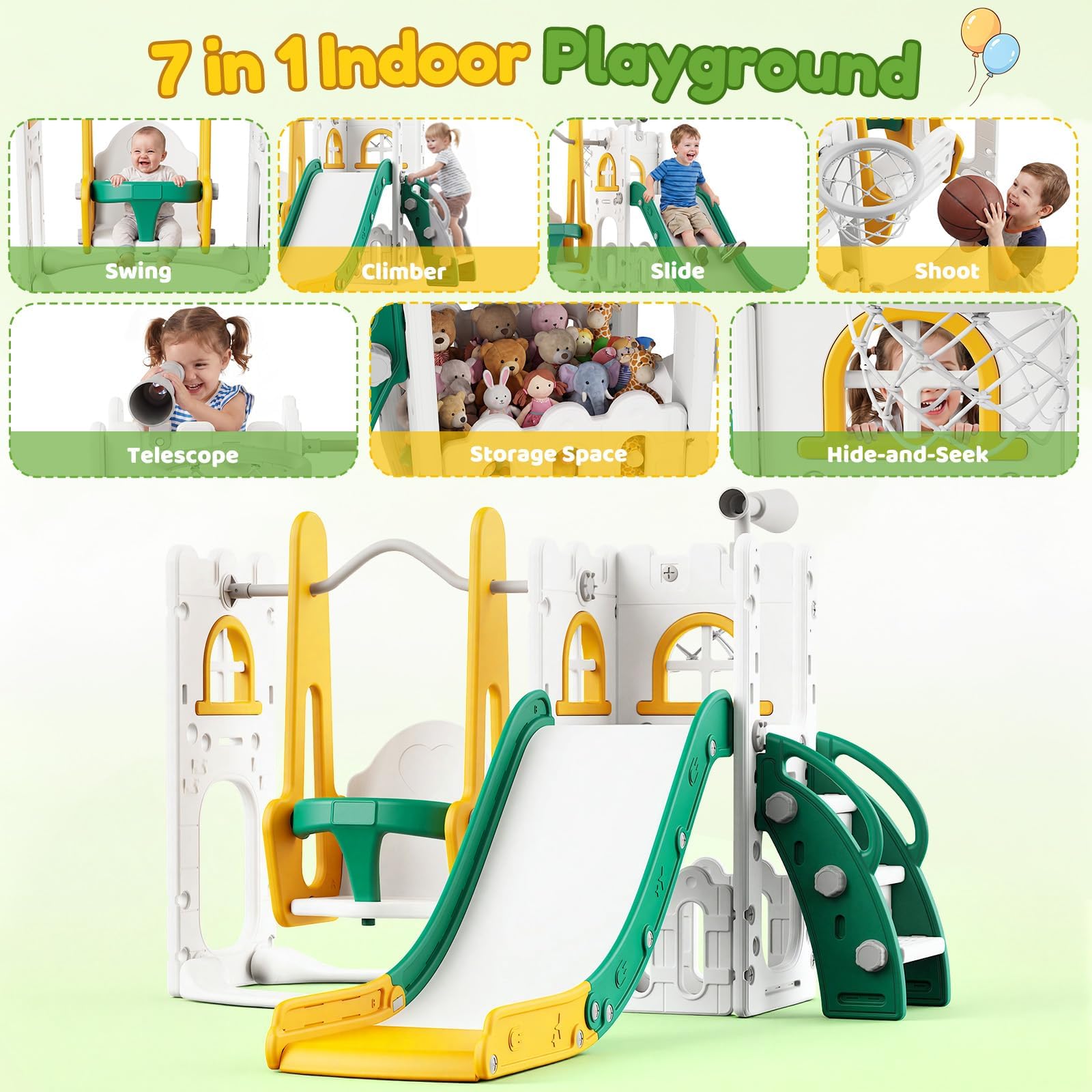 مجموعة ألعاب 7 في 1 للأطفال ال - مراجعة Kids Outdoor Swing And Slide وسعره