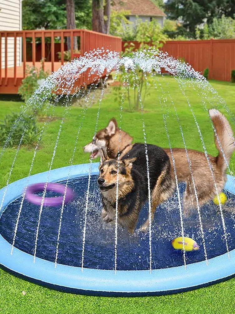 بساط رشاش ماء سميك للكلاب، لعب - مراجعة Slip Slide Water Mat وسعره