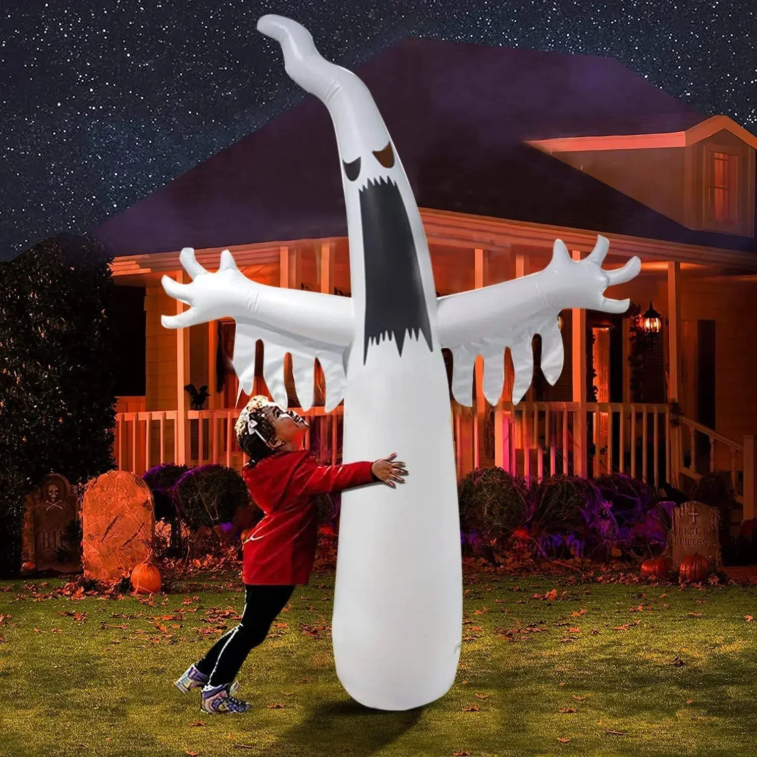 هالوين نفخ شبح مخيف مع أضواء L - مراجعة Kids Outdoor Yard Toys وسعره