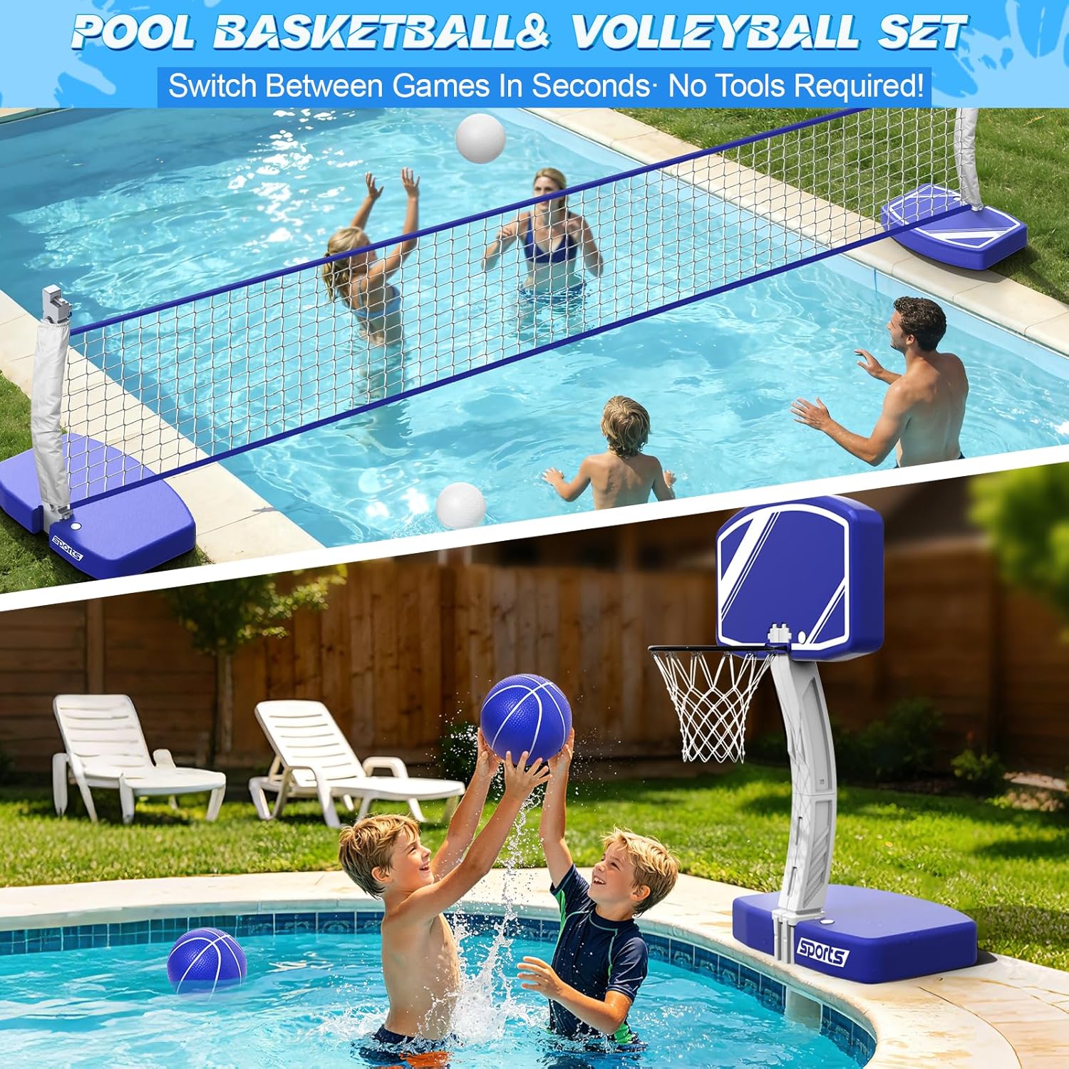 مجموعة 2 في 1: طوق كرة سلة وشب - مراجعة Kids Outdoor Volleyball وسعره