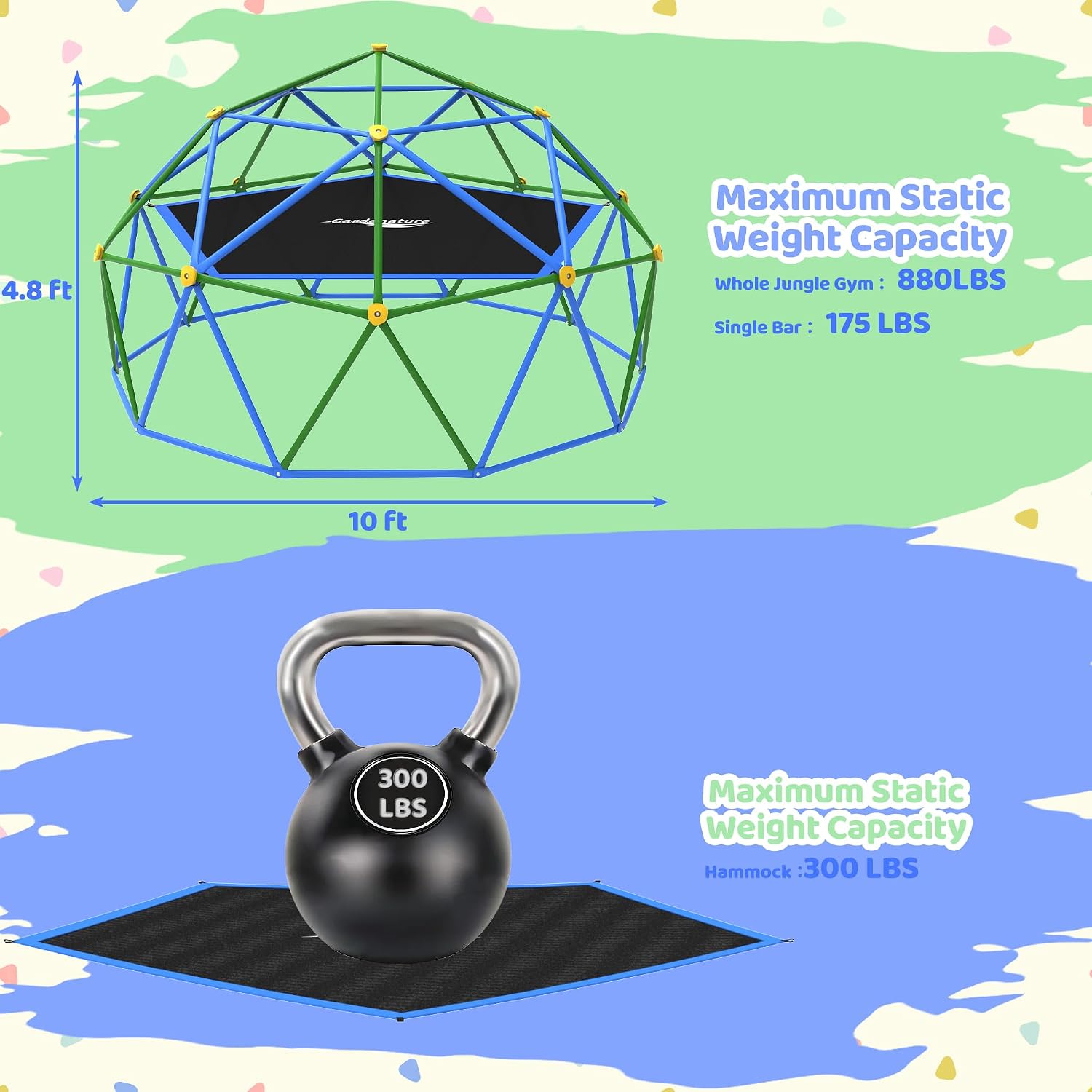 قبة تسلق بطول 10 أقدام مع أرجو - مراجعة Kids Outdoor Jungle Gym Dome وسعره