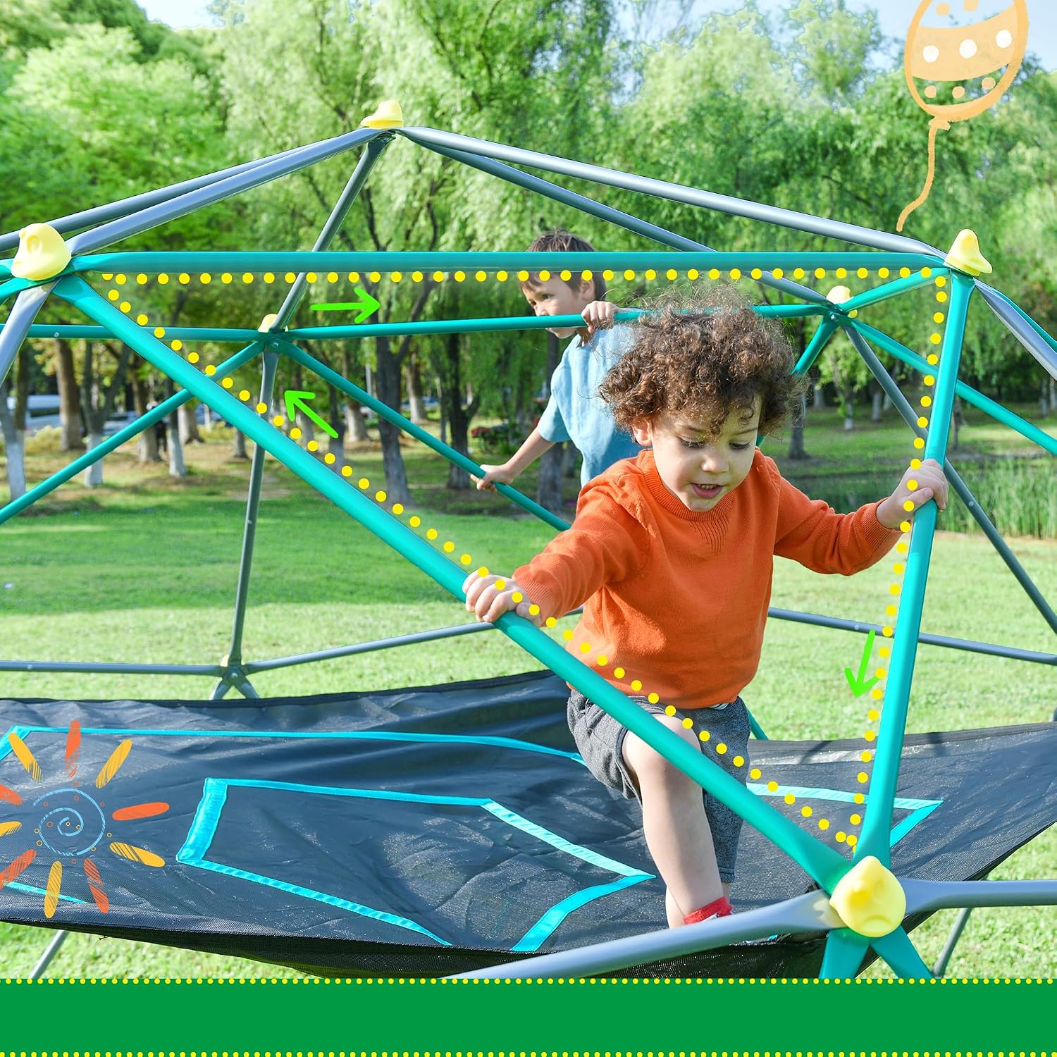 قبة تسلق بطول 13 قدم مع مظلة ل - مراجعة Kids Outdoor Jungle Gym Dome وسعره